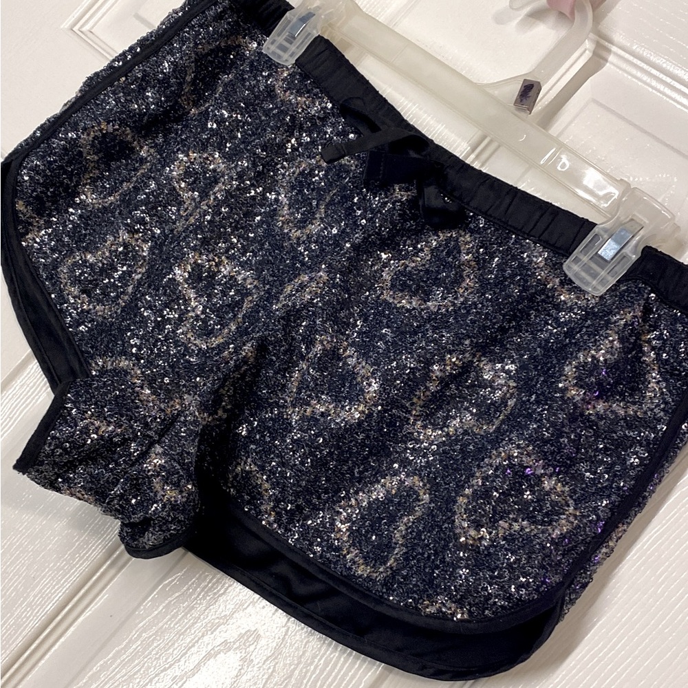 Victoria Secret Sequence Pajama Shorts Size Medium with Heart Designs ✨